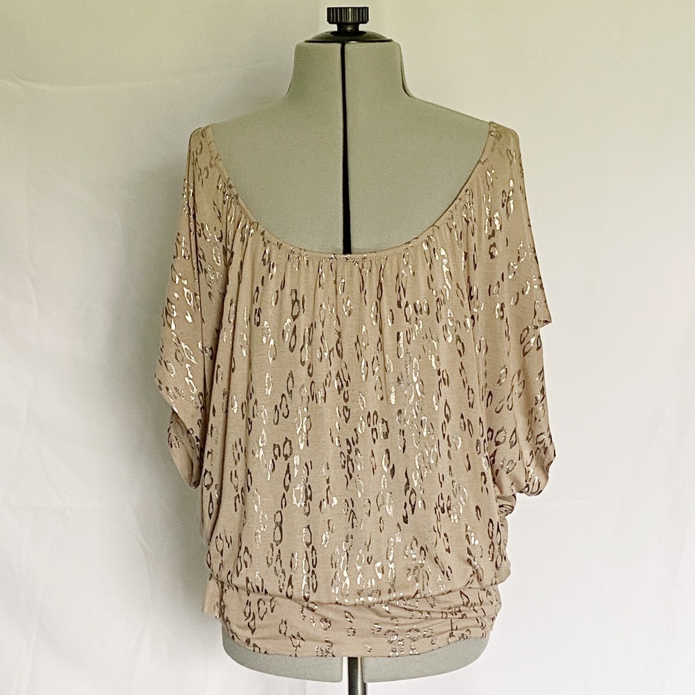 Y2K 90s Express Animal Print Dolman Sleeves Dressy Knit Top Women's Size SM